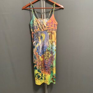 B02-Women's Ocean Breeze Dress, L, Multicolor boho bohemian summer